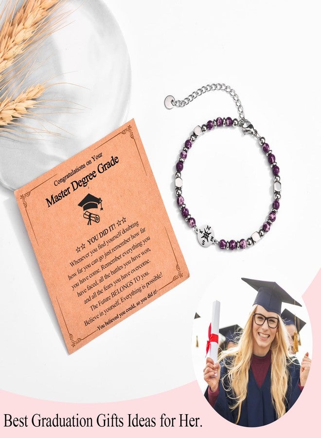 FIEEFX Master Degree Graduation Gifts for Her Women Graduation Gifts Class of 2025 Compass Bracelet Jewelry with Graduation Card for Her Women Daughter Granddaughter Niece Friends - Image 2